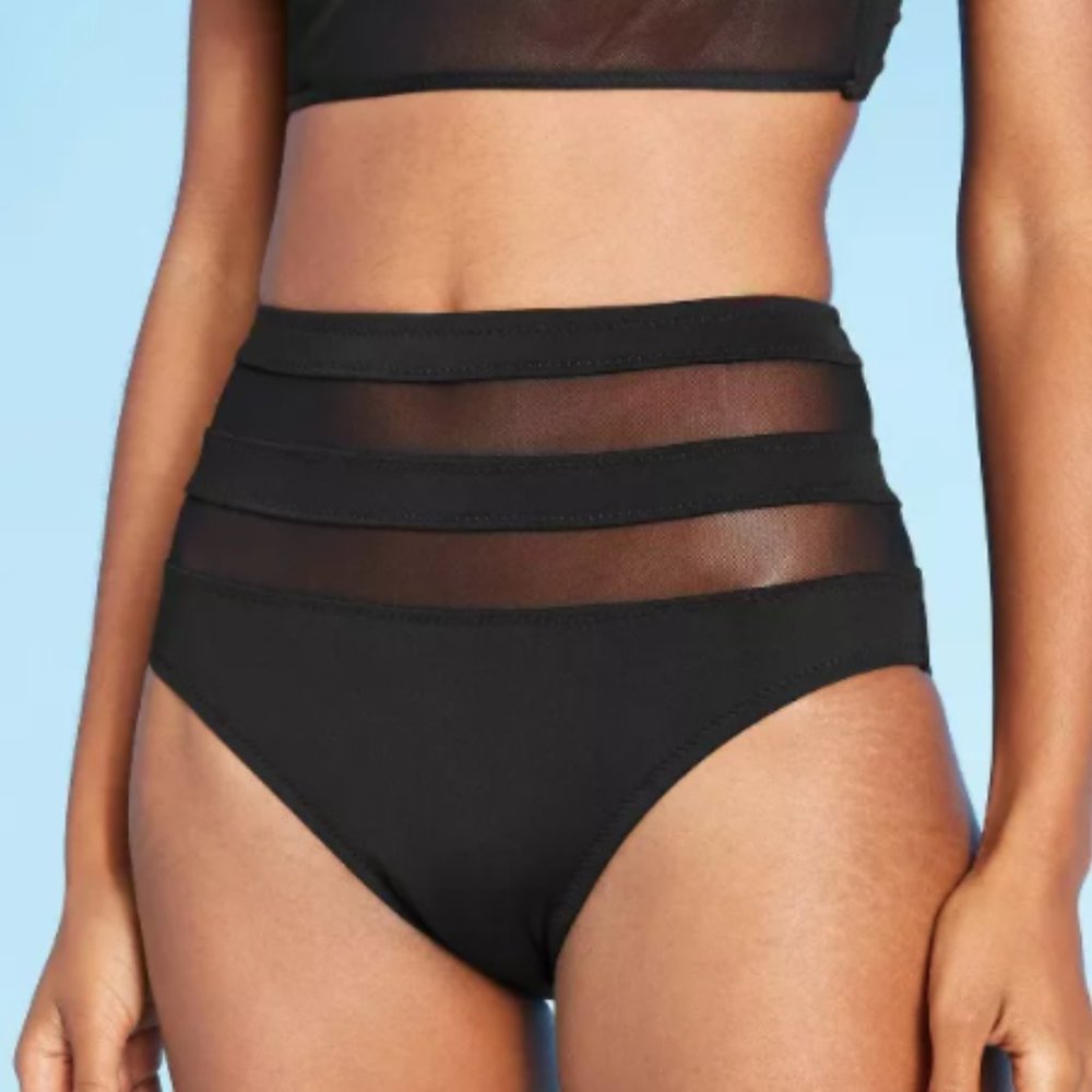 Bikini Bottom Swim Black Swimwear High Waist Women